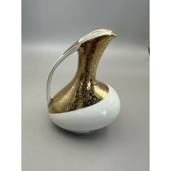 Vintage ALKA Bavaria Gold Frieze Porcelain 1950s Bud Vase/Pitcher - Picture 2 of 9